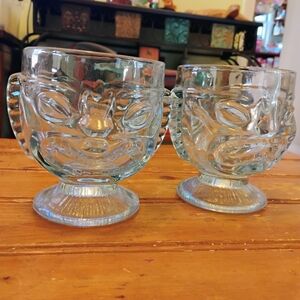 Clear Glass Tiki Bowl Mug Set